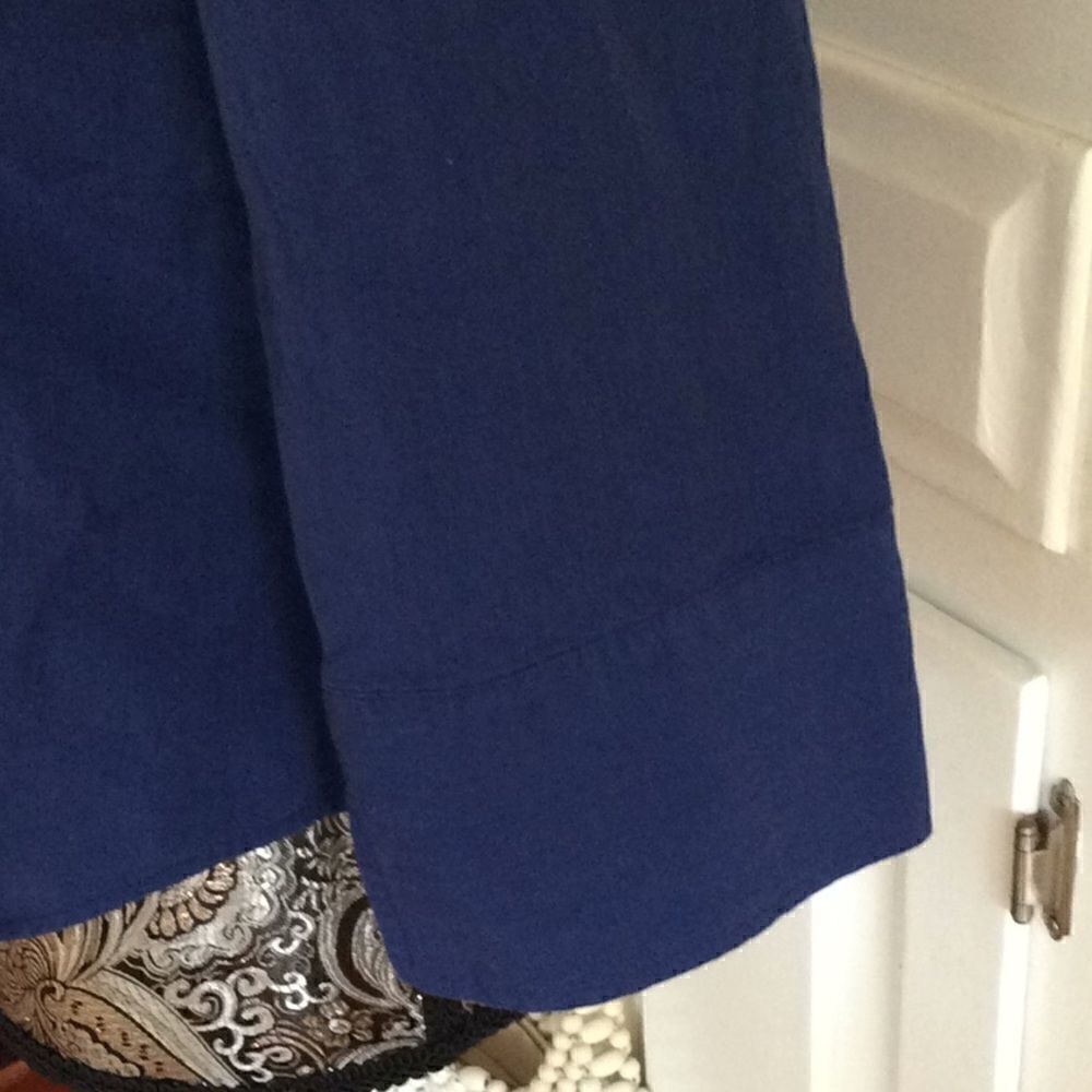 FaconnableNavy 🛳️cottonShirt 👕 3/4 sleeve DeepMediterraneanBlue. Chic Polished - Picture 5 of 17
